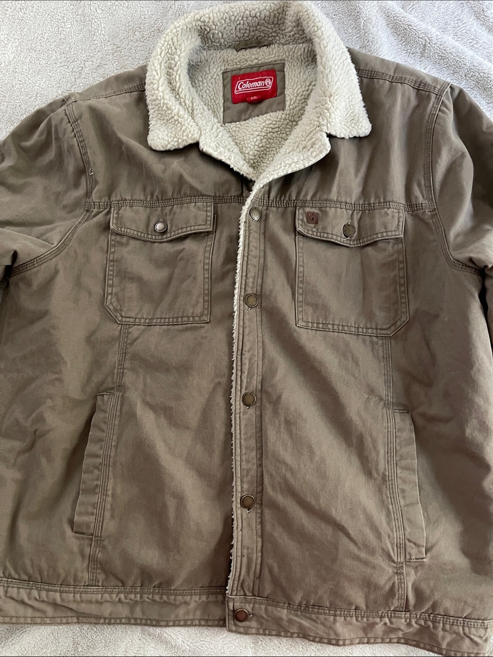 Coleman Taupe Field Jacket with Cream Sherpa Collar